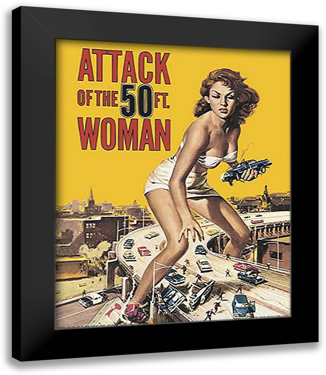 Attack Of The 50 Ft Woman 15x18 Black Modern Wood Framed Art Print Poster