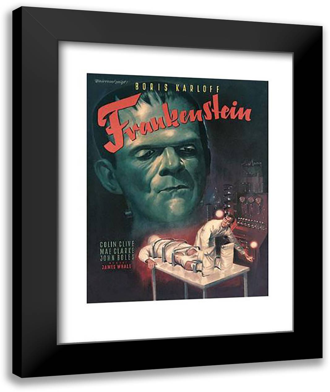 Frankenstein ??? Green Face 28x36 Black Modern Wood Framed Art Print Poster