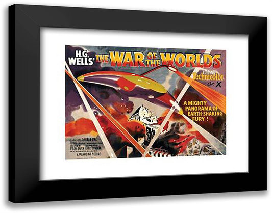 War Of The Worlds 36x28 Black Modern Wood Framed Art Print Poster