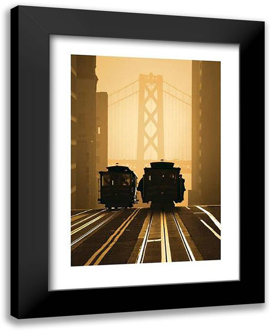 Cable Cars, San Francisco 24x32 Black Modern Wood Framed Art Print Poster by Funk, Mitchell