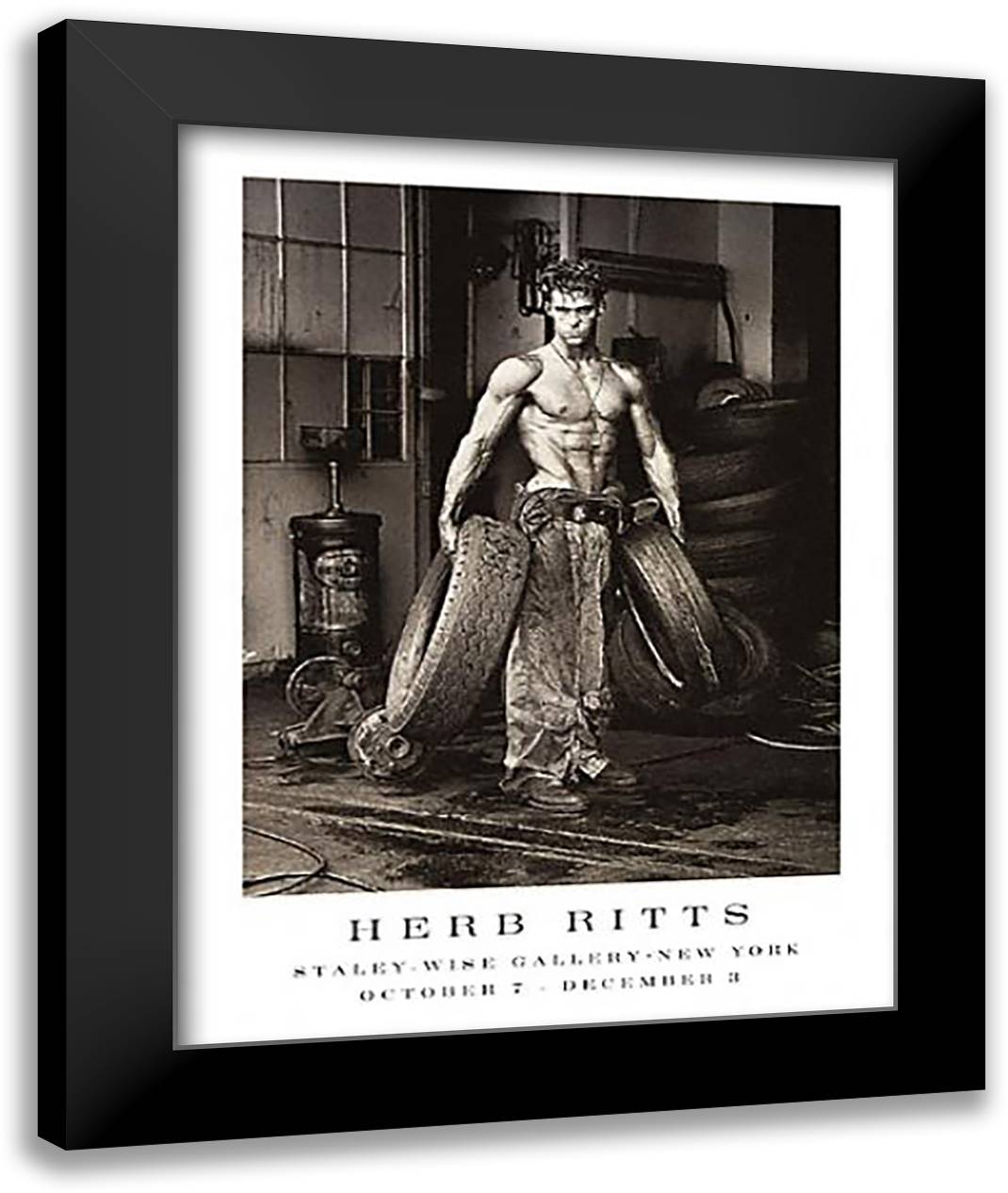 Fred with Tires 28x36 Black Modern Wood Framed Art Print Poster by Ritts, Herb