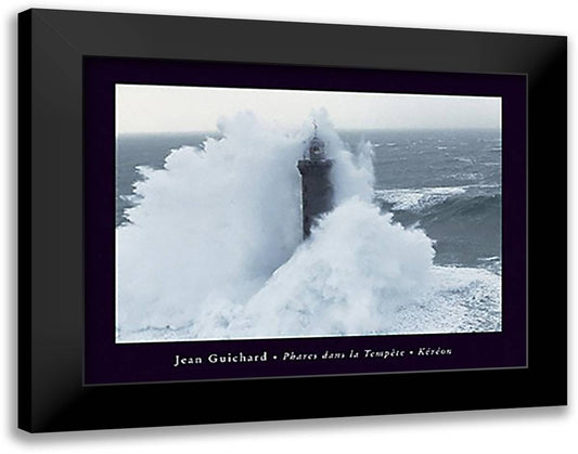 Phares dans la Tempete - Kereon 36x27 Black Modern Wood Framed Art Print Poster by Guichard, Jean