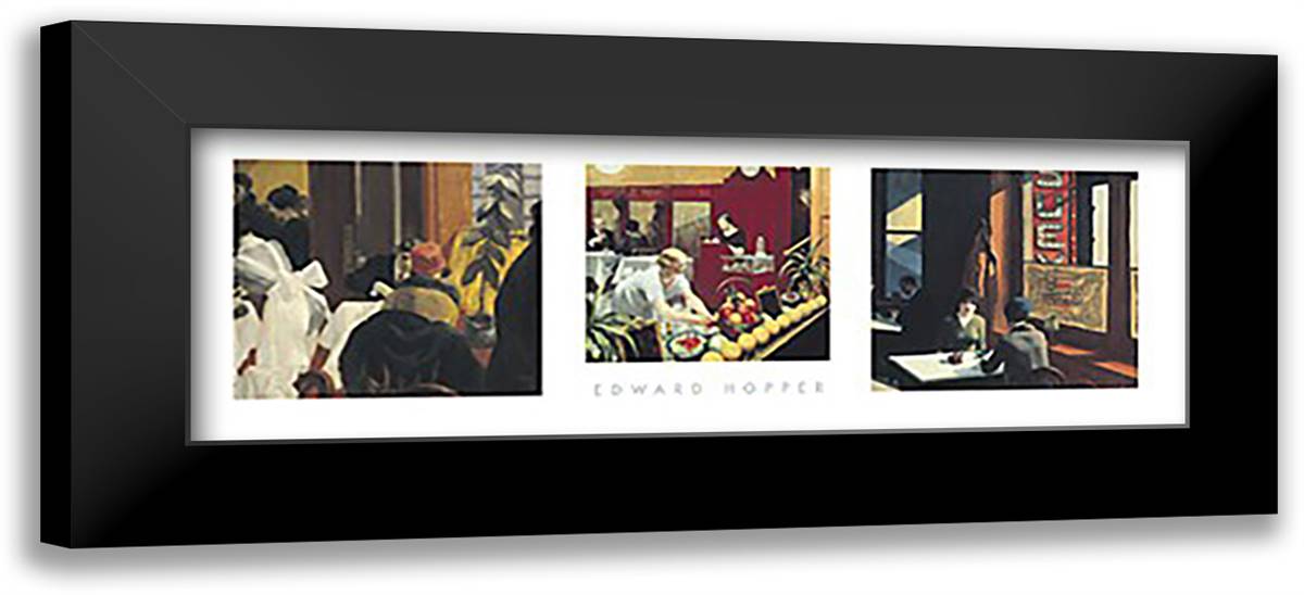 New York Composition (Hopper Trio) 40x16 Black Modern Wood Framed Art Print Poster by Hopper, Edward