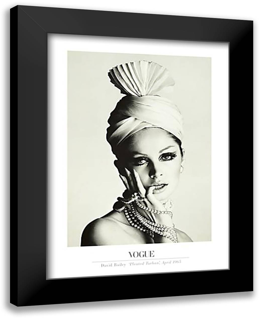 Pleated Turban, April 1965 24x32 Black Modern Wood Framed Art Print Poster by Bailey, David