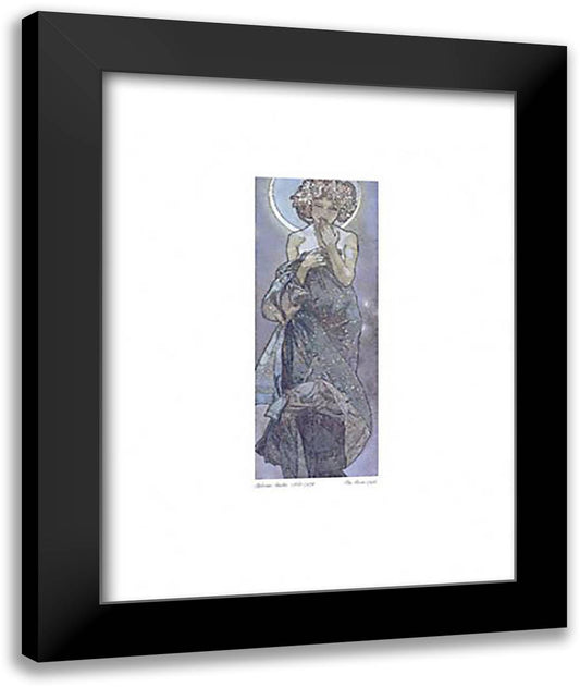 Moon' from The Four Stars 16x20 Black Modern Wood Framed Art Print Poster by Mucha, Alphonse
