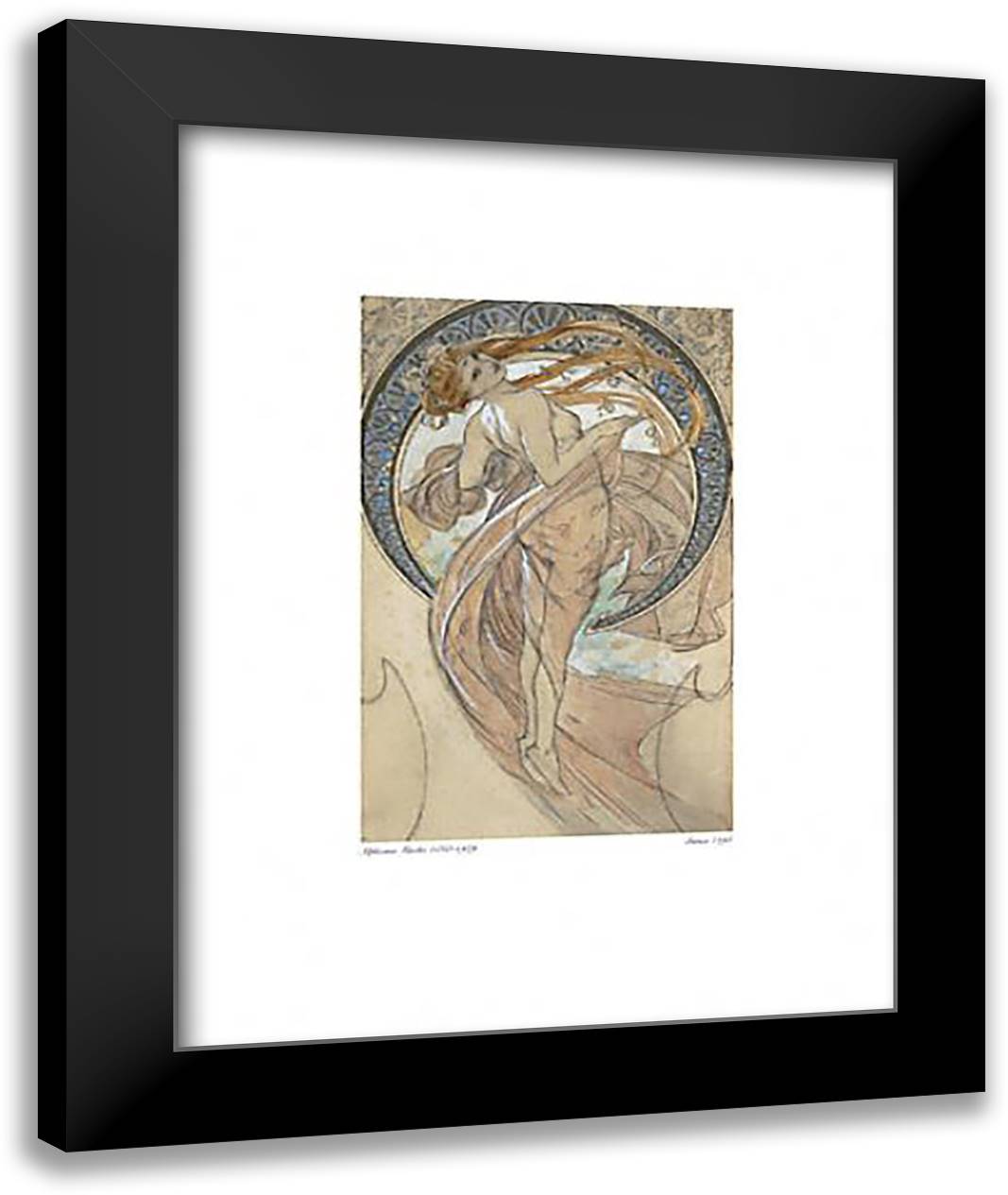 Dance' from The Four Arts 16x20 Black Modern Wood Framed Art Print Poster by Mucha, Alphonse