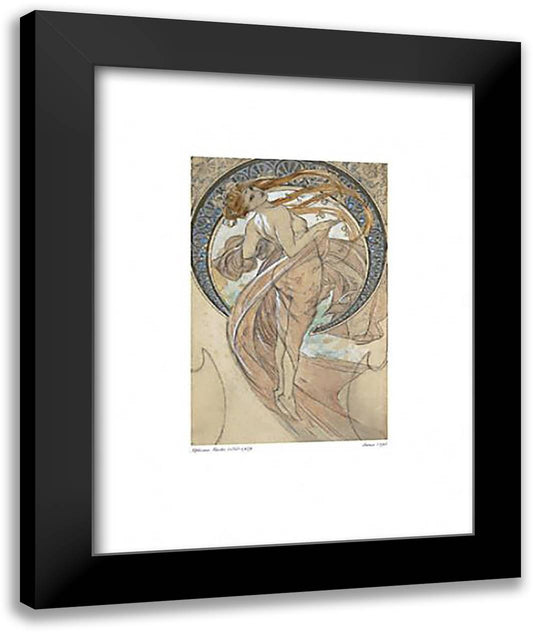 Dance' from The Four Arts 16x20 Black Modern Wood Framed Art Print Poster by Mucha, Alphonse
