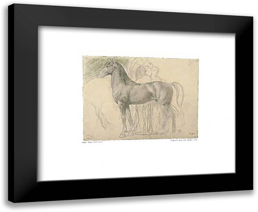 Study of a Horse with Figures 24x20 Black Modern Wood Framed Art Print Poster by Degas, Edgar