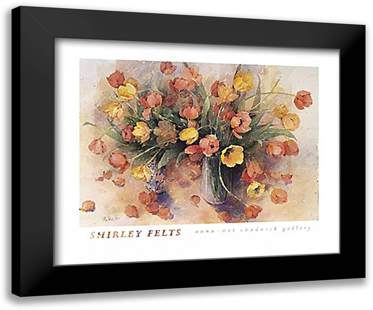 Tulips 24x20 Black Modern Wood Framed Art Print Poster by Felts, Shirley
