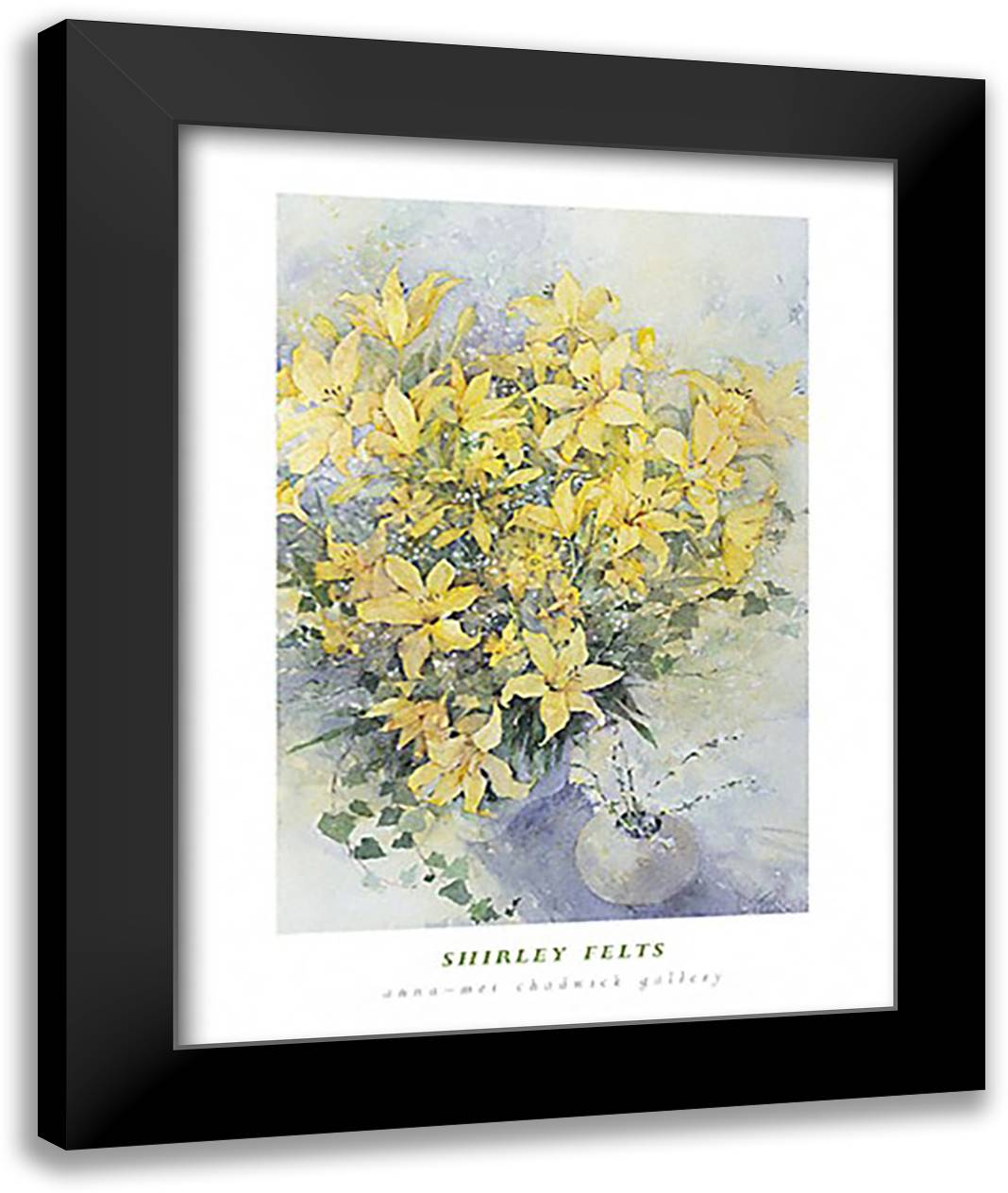 Yellow Lilies 16x20 Black Modern Wood Framed Art Print Poster by Felts, Shirley