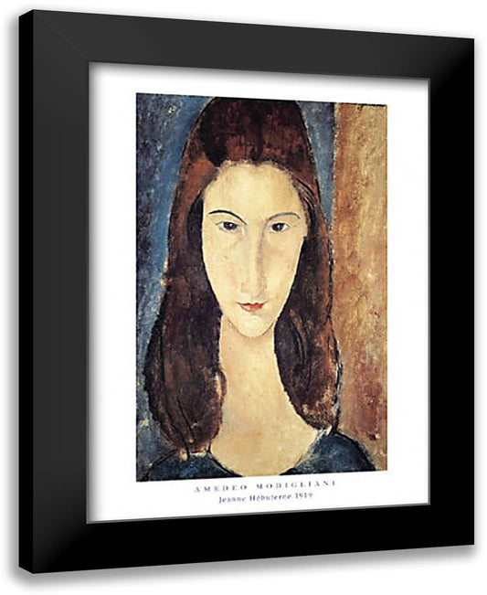 Jeanne Hbuterne 24x32 Black Modern Wood Framed Art Print Poster by Modigliani, Amedeo