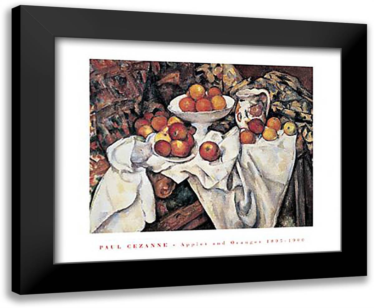 Apples and Oranges 24x20 Black Modern Wood Framed Art Print Poster by Cezanne, Paul