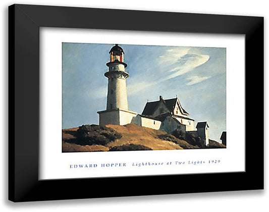 Lighthouse at Two Lights 20x16 Black Modern Wood Framed Art Print Poster by Hopper, Edward