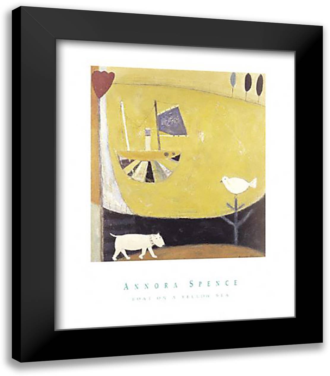 Boat on a Yellow Sea 20x24 Black Modern Wood Framed Art Print Poster by Spence, Annora