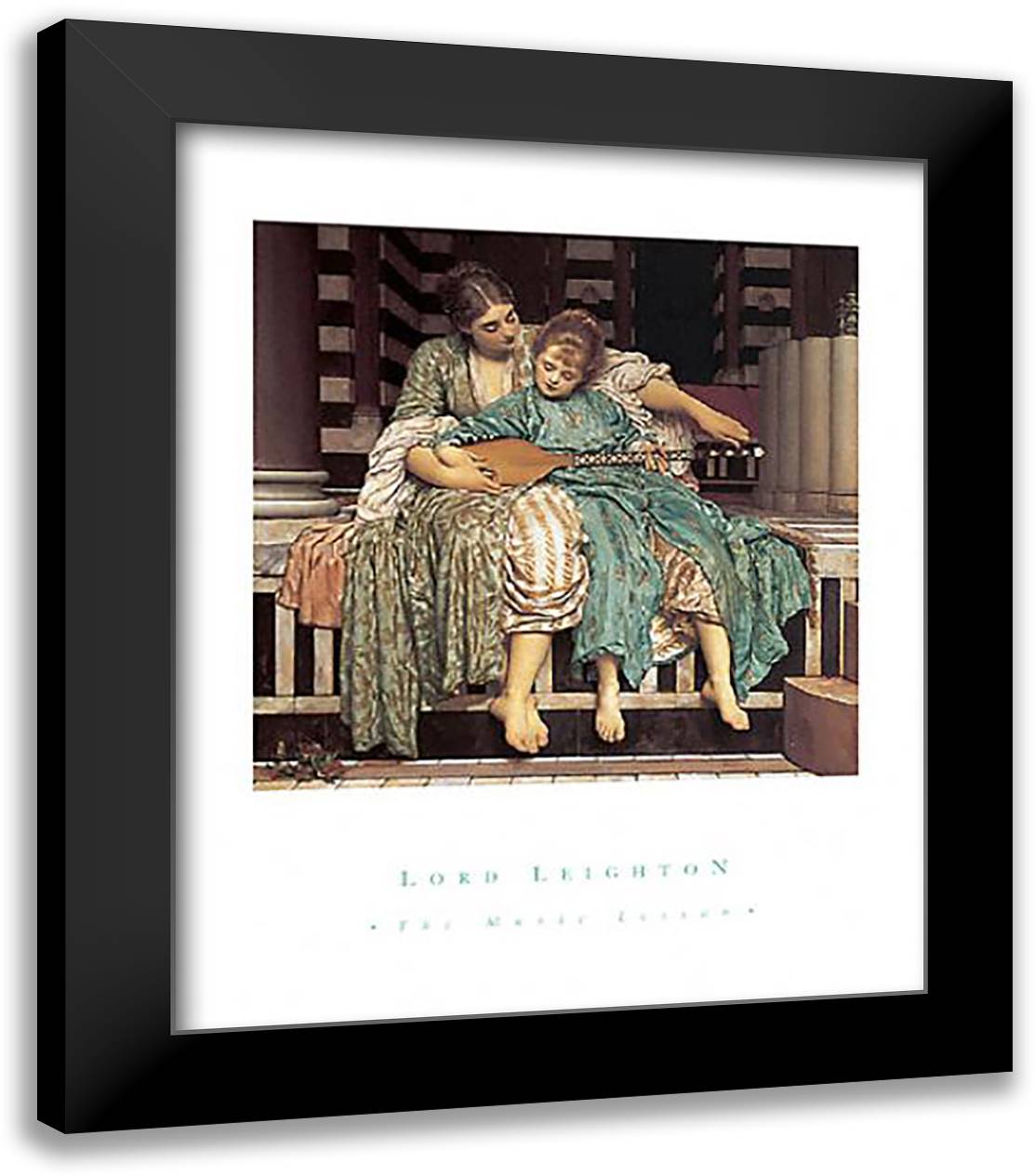 The Music Lesson 20x24 Black Modern Wood Framed Art Print Poster by Leighton, Frederic