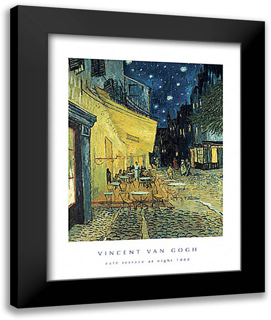 The Cafe Terrace on the Place du Forum, Arles, at Night, c.1888 28x36 Black Modern Wood Framed Art Print Poster by Van Gogh, Vincent