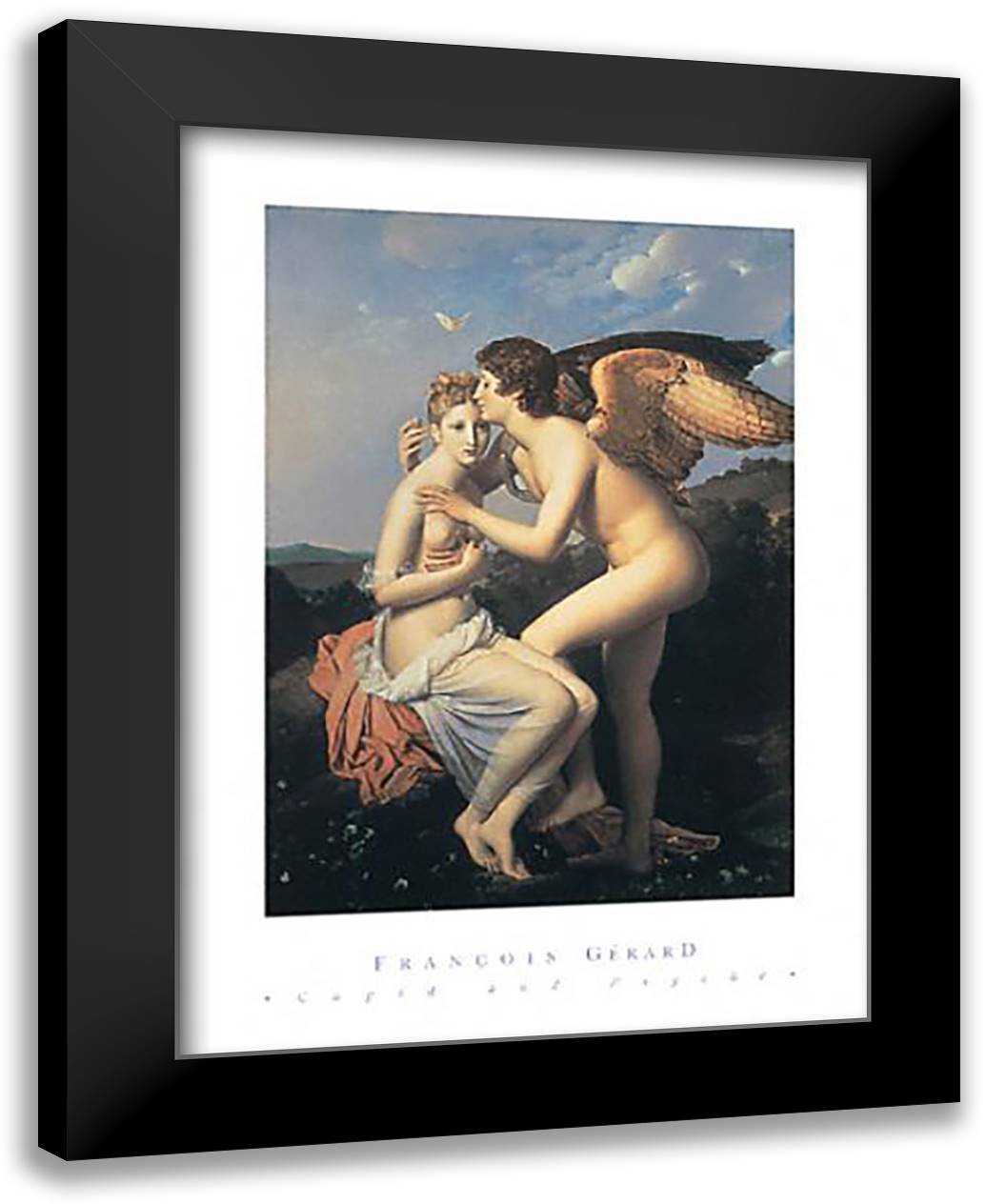 Cupid and Psyche 24x32 Black Modern Wood Framed Art Print Poster by Gerard, Francois