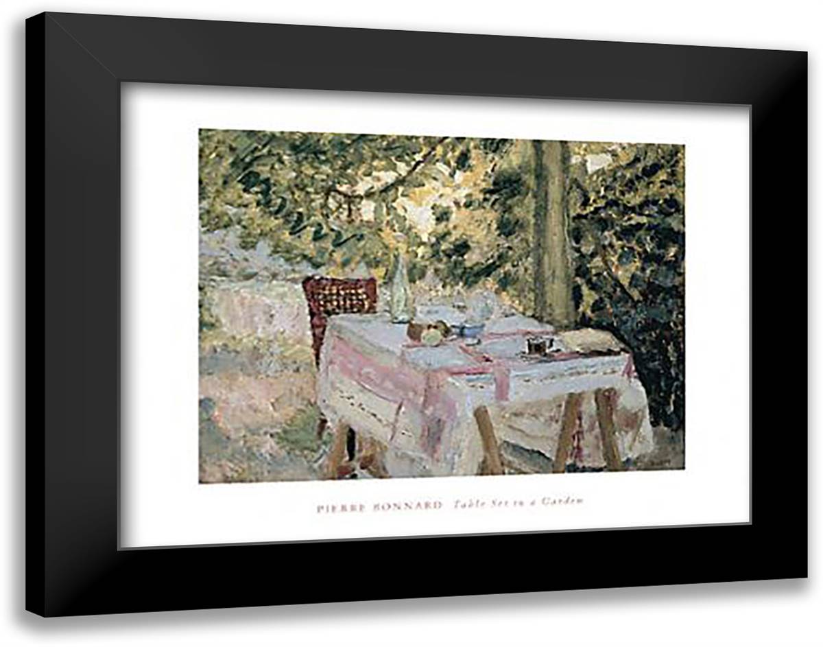 Table Set in a Garden 20x16 Black Modern Wood Framed Art Print Poster by Bonnard, Pierre