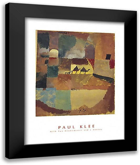 With Two Dromedaries and a Donkey 28x36 Black Modern Wood Framed Art Print Poster by Klee, Paul