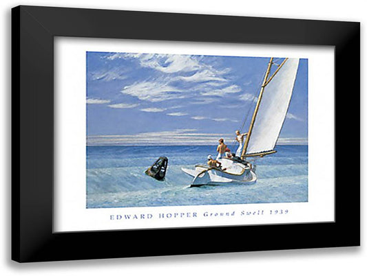 Ground Swell 32x24 Black Modern Wood Framed Art Print Poster by Hopper, Edward