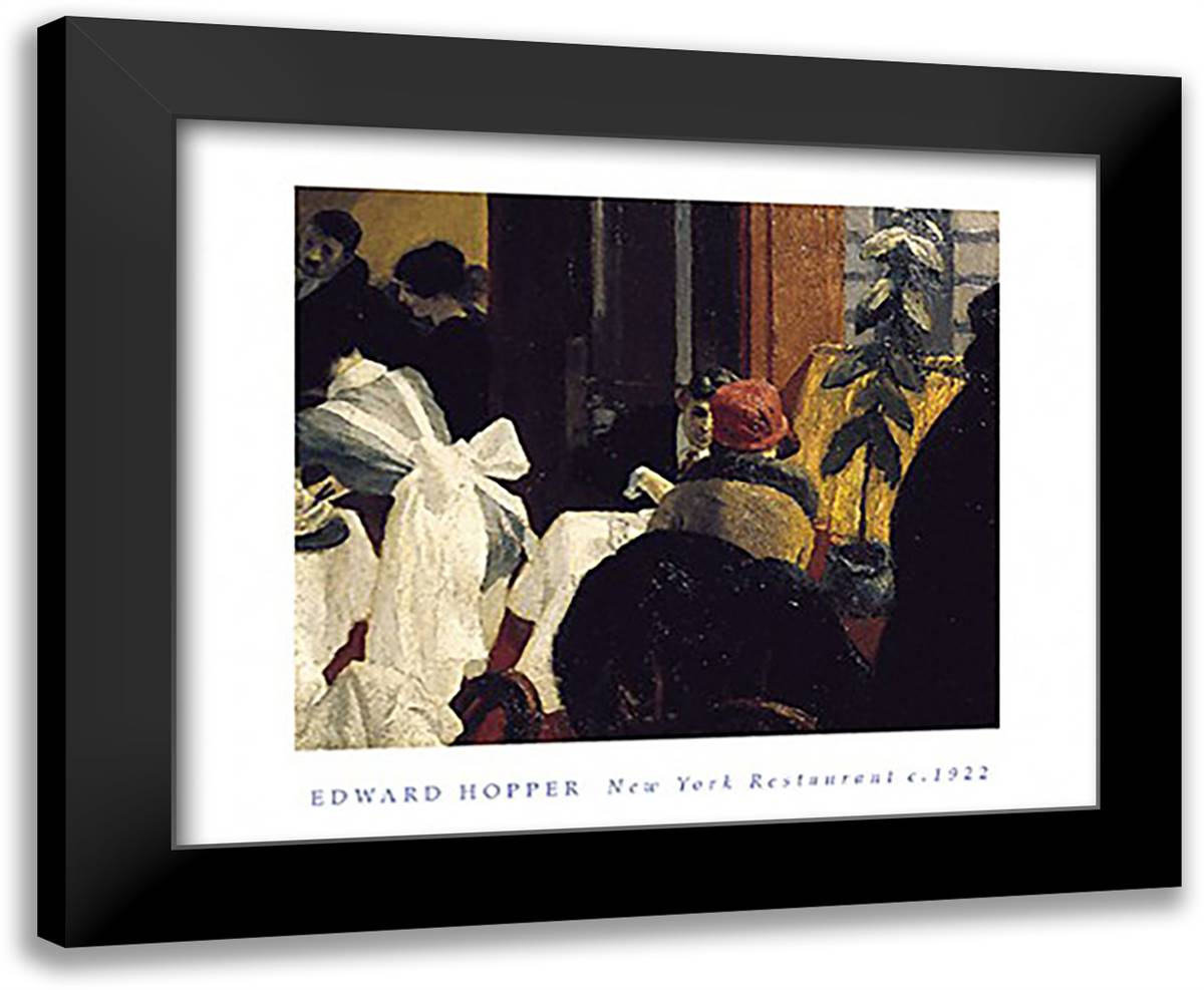 New York Restaurant 24x20 Black Modern Wood Framed Art Print Poster by Hopper, Edward