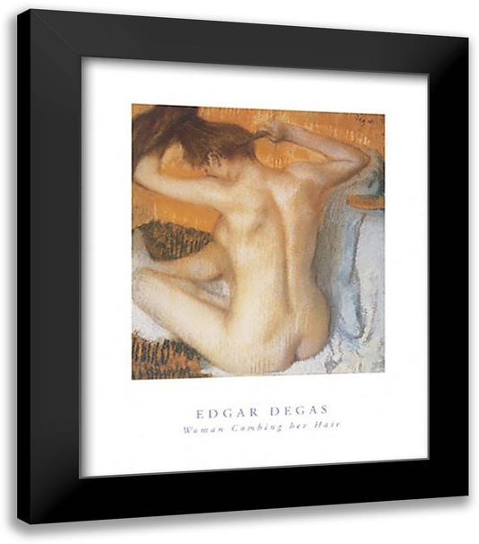 Woman Combing Her Hair 20x24 Black Modern Wood Framed Art Print Poster by Degas, Edgar