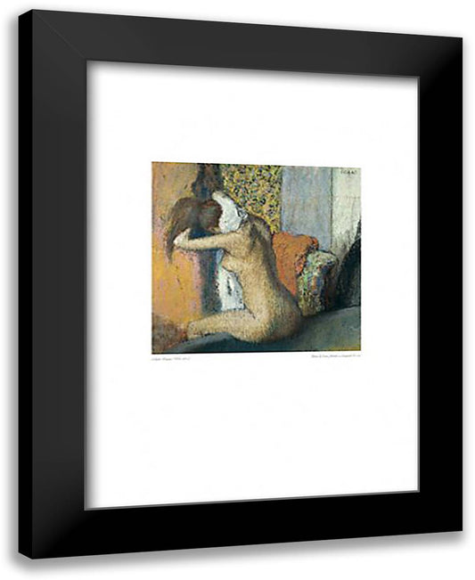 After the Bath 24x32 Black Modern Wood Framed Art Print Poster by Degas, Edgar
