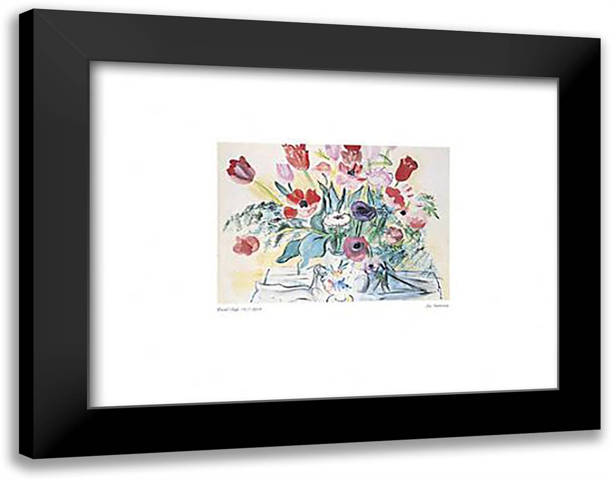 Les Anemones 20x16 Black Modern Wood Framed Art Print Poster by Dufy, Raoul