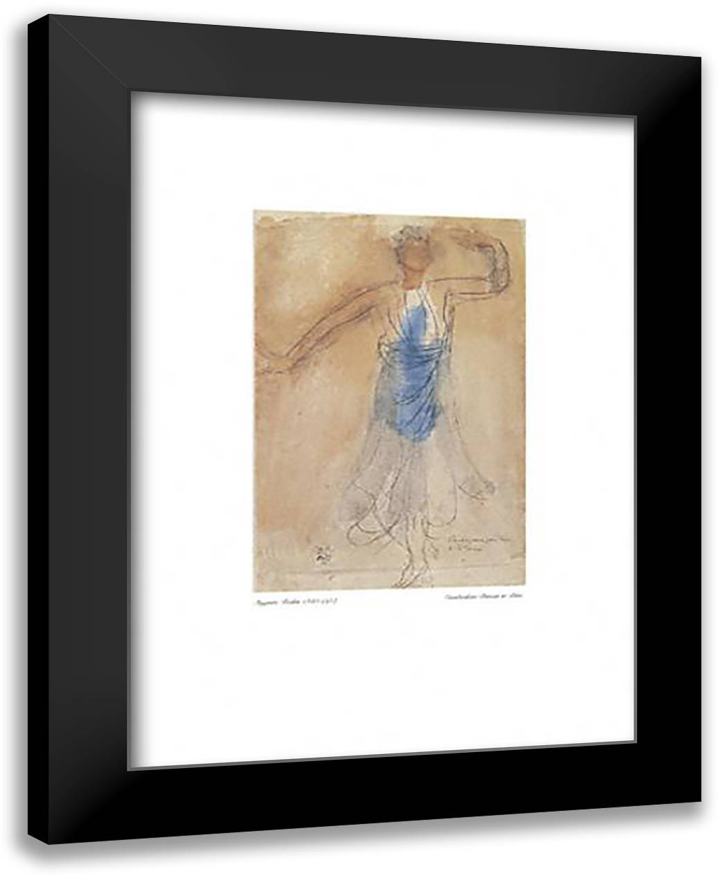 Cambodian Dancer in Blue 24x32 Black Modern Wood Framed Art Print Poster by Rodin, Auguste