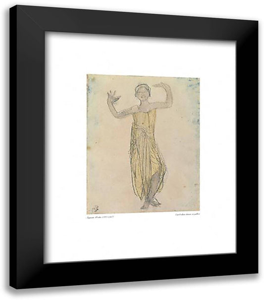 Cambodian Dancer in Yellow 20x24 Black Modern Wood Framed Art Print Poster by Rodin, Auguste