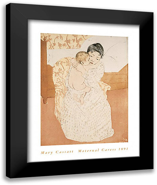 Maternal Caress 16x20 Black Modern Wood Framed Art Print Poster by Cassatt, Mary