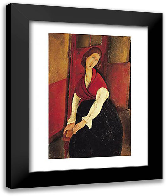 Portrait de Jeanne Hbuterne 16x20 Black Modern Wood Framed Art Print Poster by Modigliani, Amedeo
