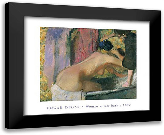 Woman at Her Bath 24x20 Black Modern Wood Framed Art Print Poster by Degas, Edgar