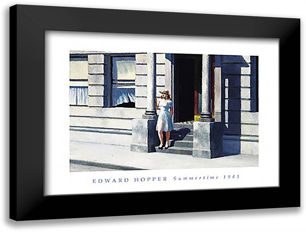 Summertime 32x24 Black Modern Wood Framed Art Print Poster by Hopper, Edward