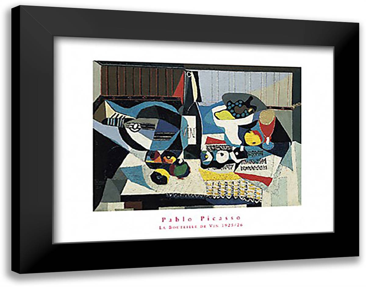 La Bouteille de Vin 36x28 Black Modern Wood Framed Art Print Poster by Picasso, Pablo