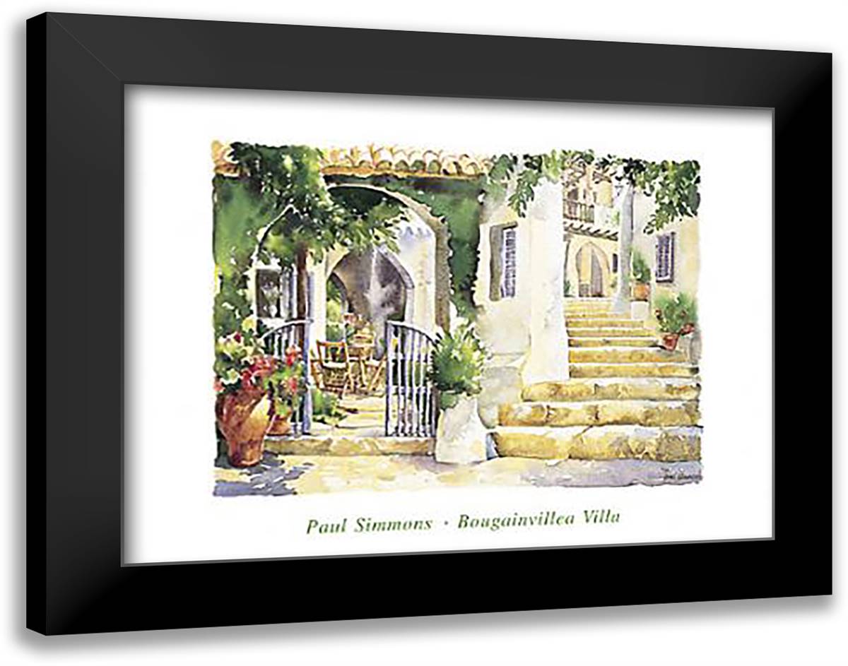 Bougainvillea Villa 36x28 Black Modern Wood Framed Art Print Poster by Simmons, Paul