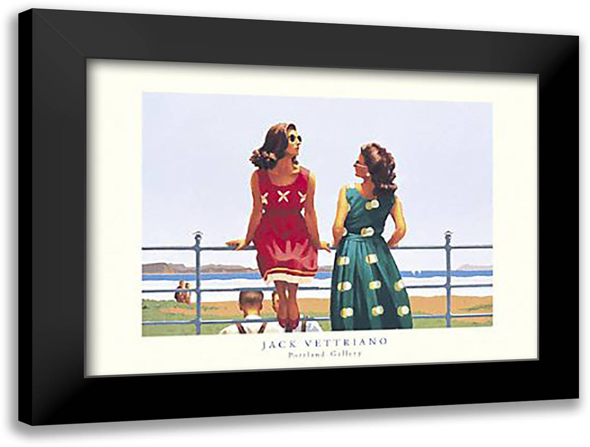 Something in the Air 32x24 Black Modern Wood Framed Art Print Poster by Vettriano, Jack