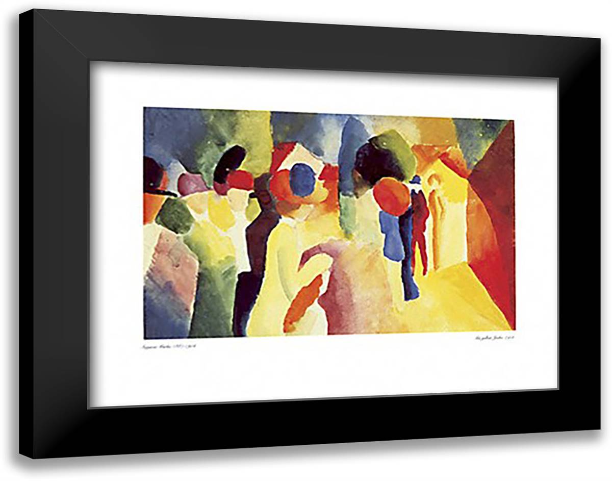 Mit Gelber Jacke, 1913 36x28 Black Modern Wood Framed Art Print Poster by Macke, August
