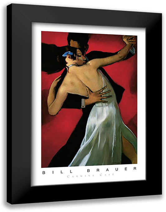 Carmine Caf? 28x40 Black Modern Wood Framed Art Print Poster by Brauer, Bill