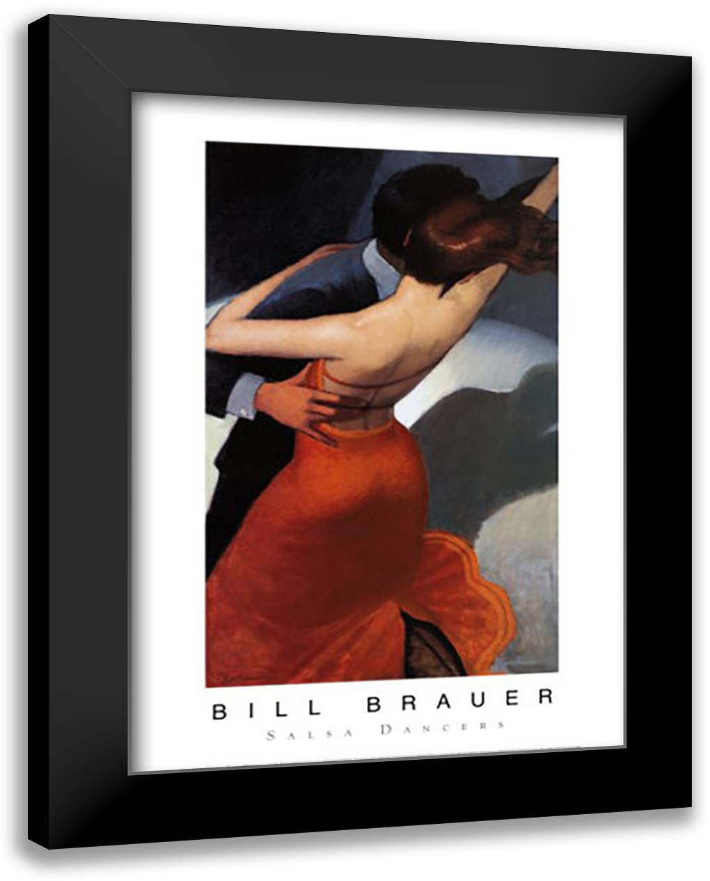 Salsa Dancers 18x24 Black Modern Wood Framed Art Print Poster by Brauer, Bill