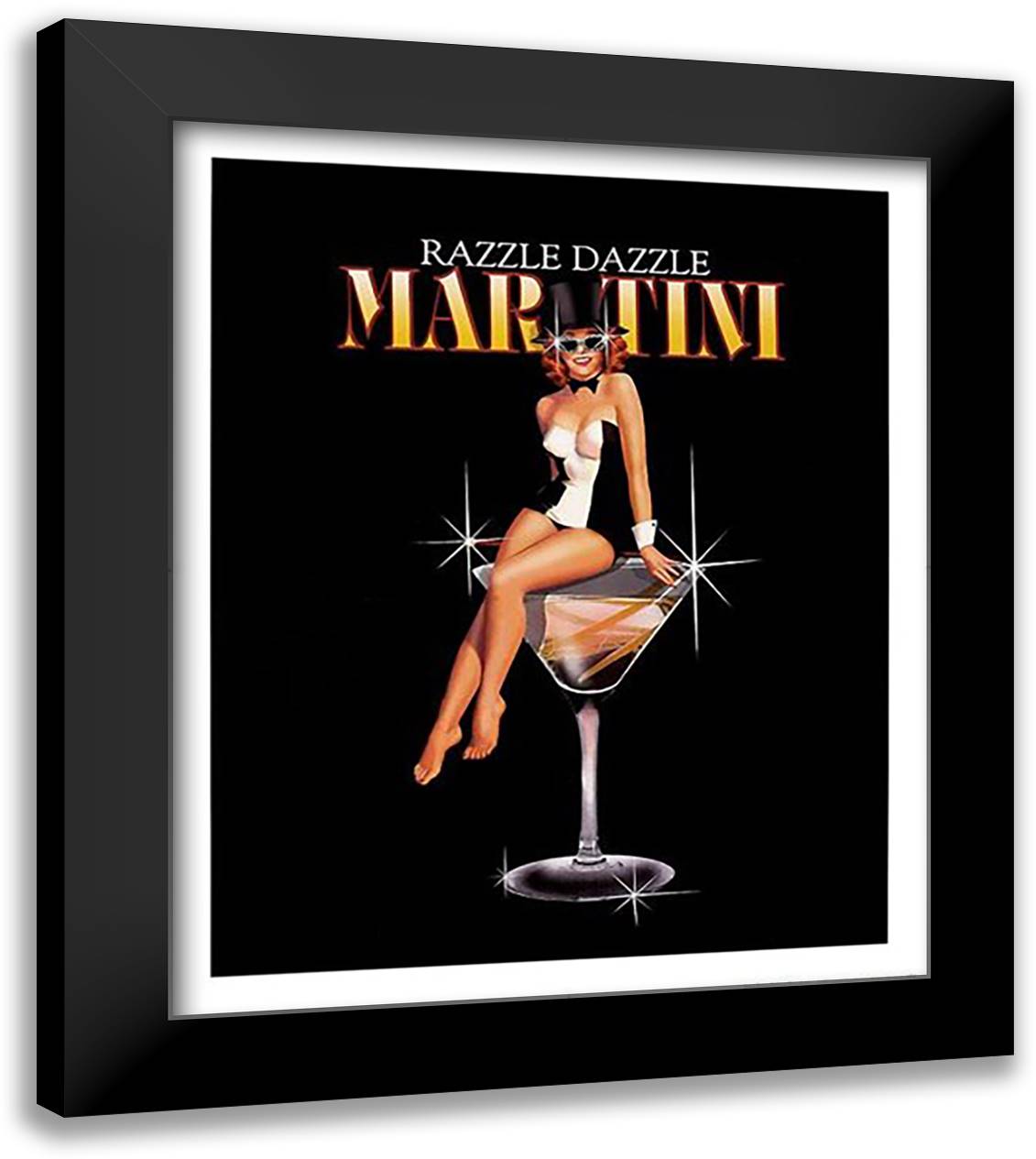 Razzle Dazzle Martini 22x26 Black Modern Wood Framed Art Print Poster by Burch, Ralph