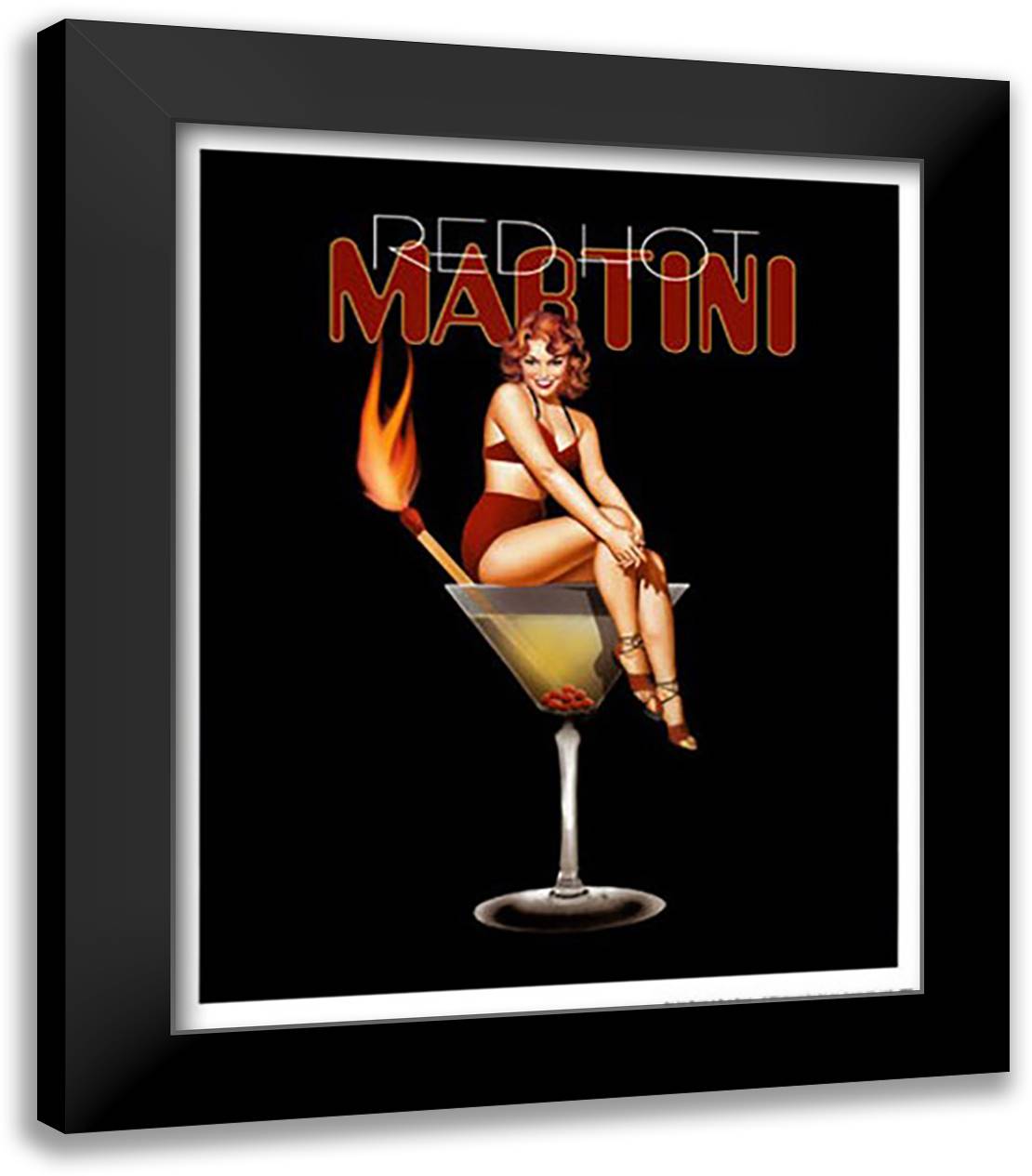 Red Hot Martini 22x26 Black Modern Wood Framed Art Print Poster by Burch, Ralph