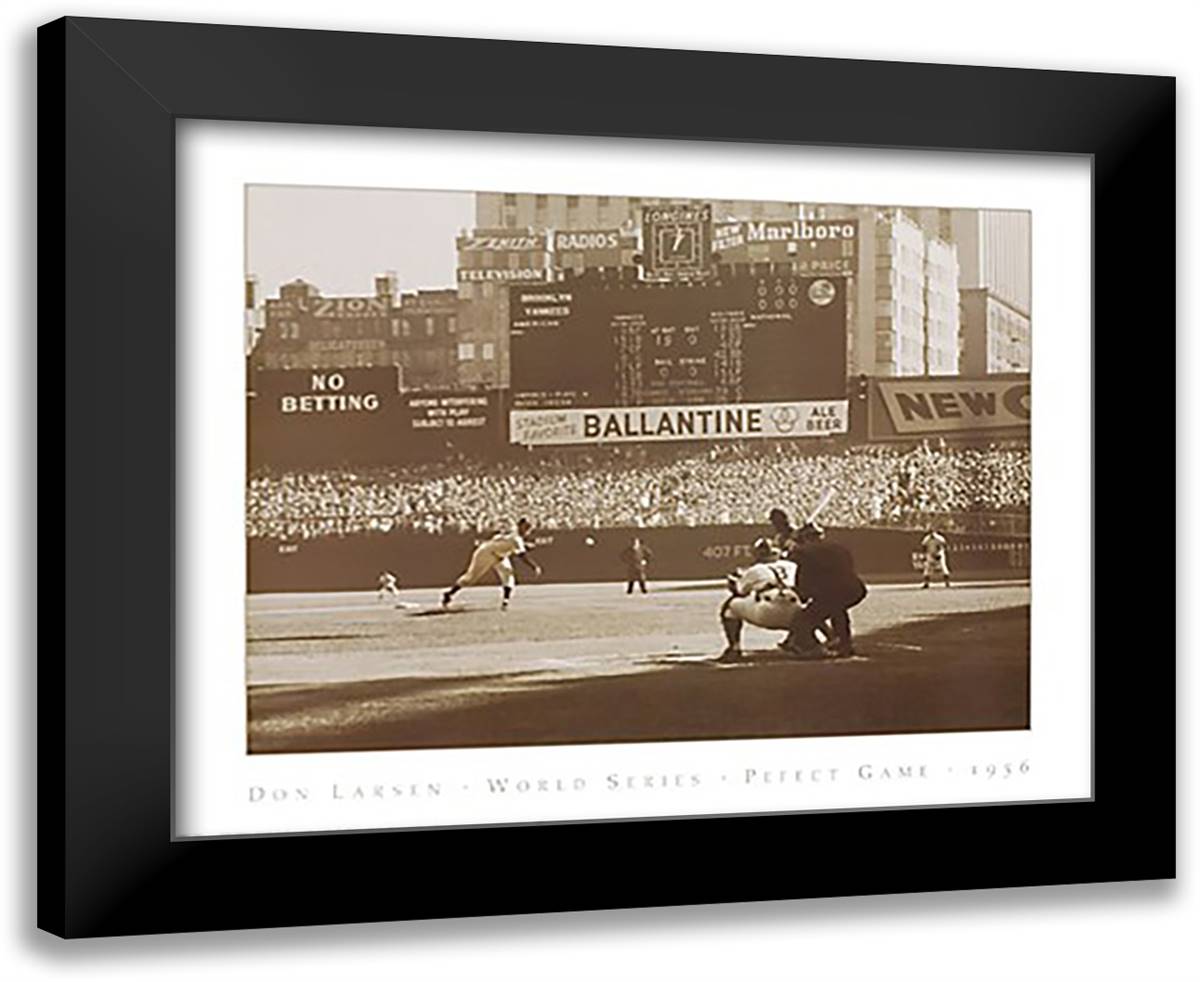 Don Larsen - World Series - Perfect Game - 1956 34x28 Black Modern Wood Framed Art Print Poster by Bettmann-Corbis