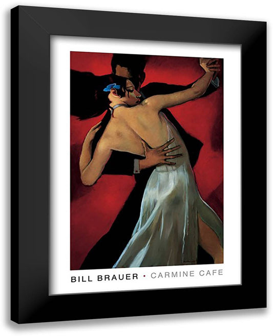 Carmine Caf? 12x14 Black Modern Wood Framed Art Print Poster by Brauer, Bill