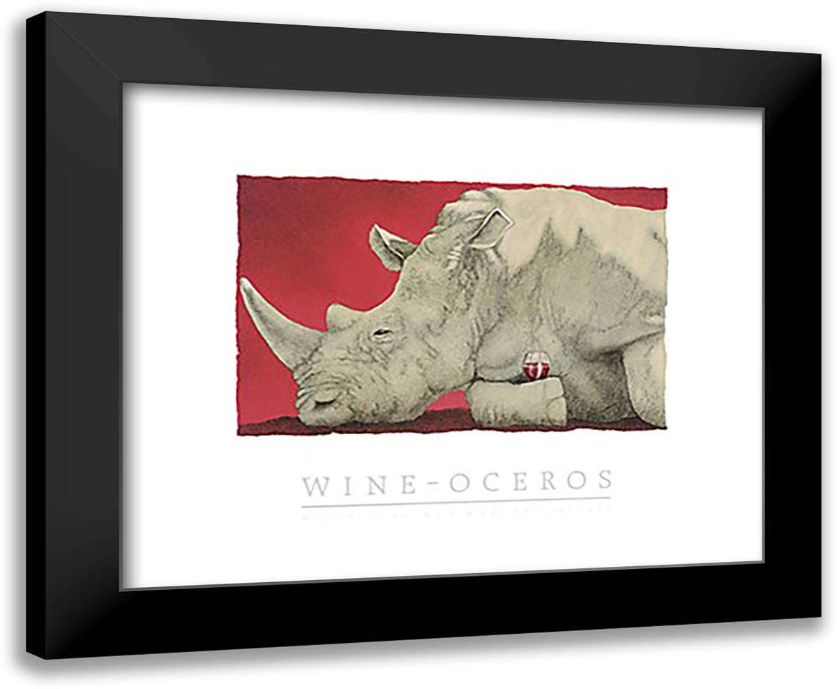 Wine-Oceros 24x20 Black Modern Wood Framed Art Print Poster by Bullas, Will