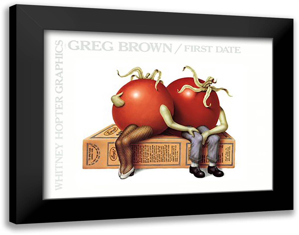 First Date 28x22 Black Modern Wood Framed Art Print Poster by Brown, Greg