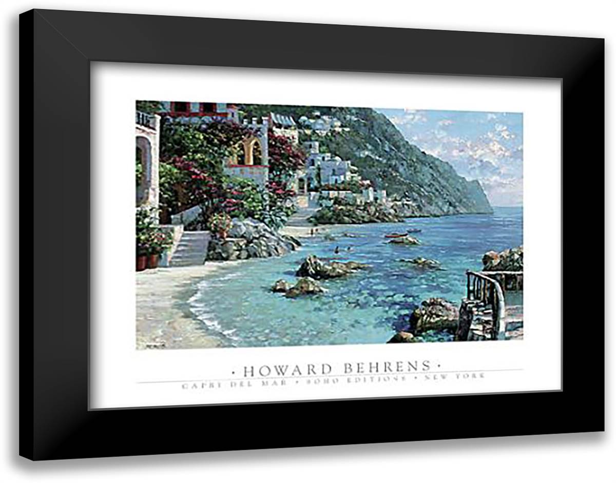 Capri del Mar 40x28 Black Modern Wood Framed Art Print Poster by Behrens, Howard