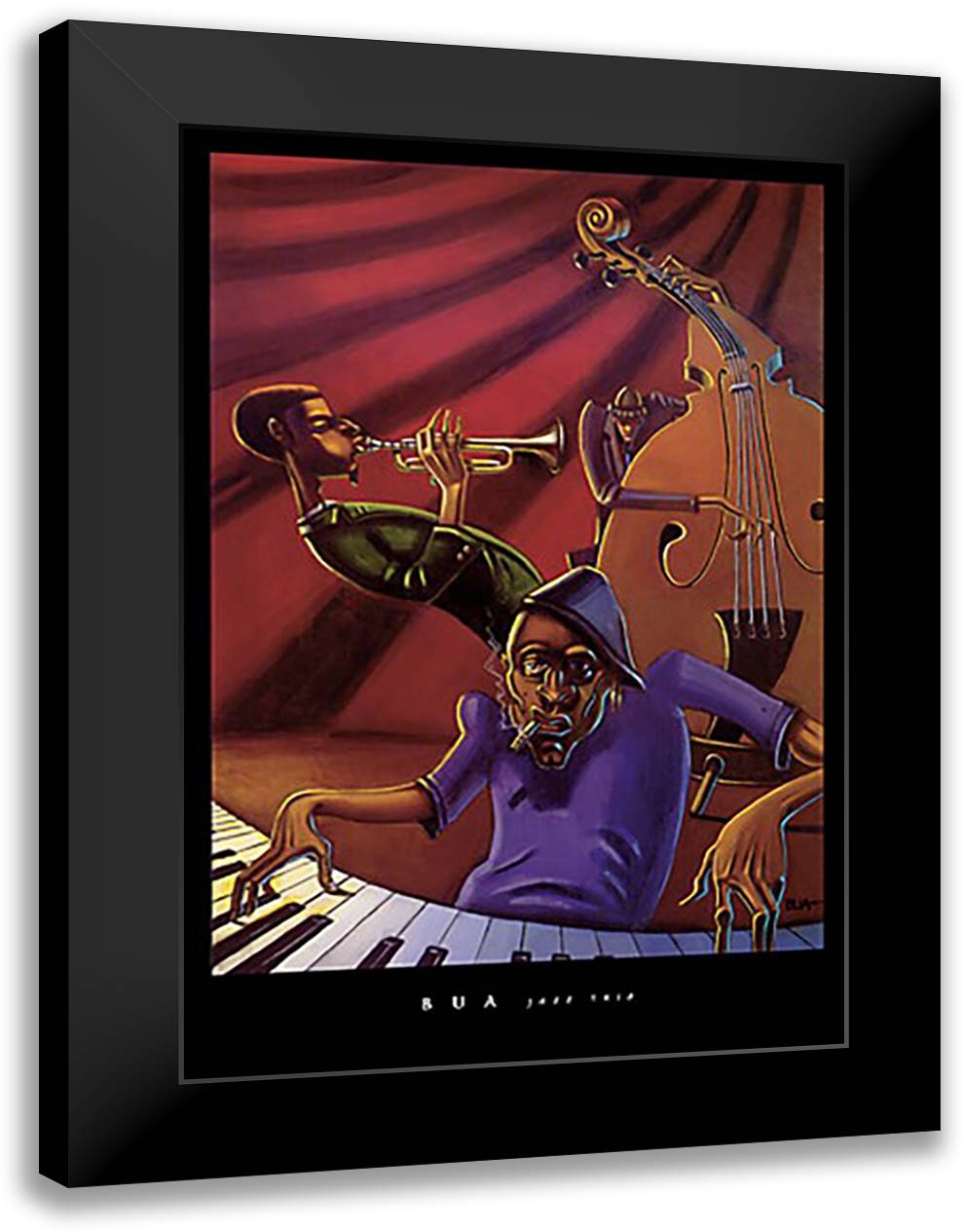 Jazz Trio 28x40 Black Modern Wood Framed Art Print Poster by Bua, Justin