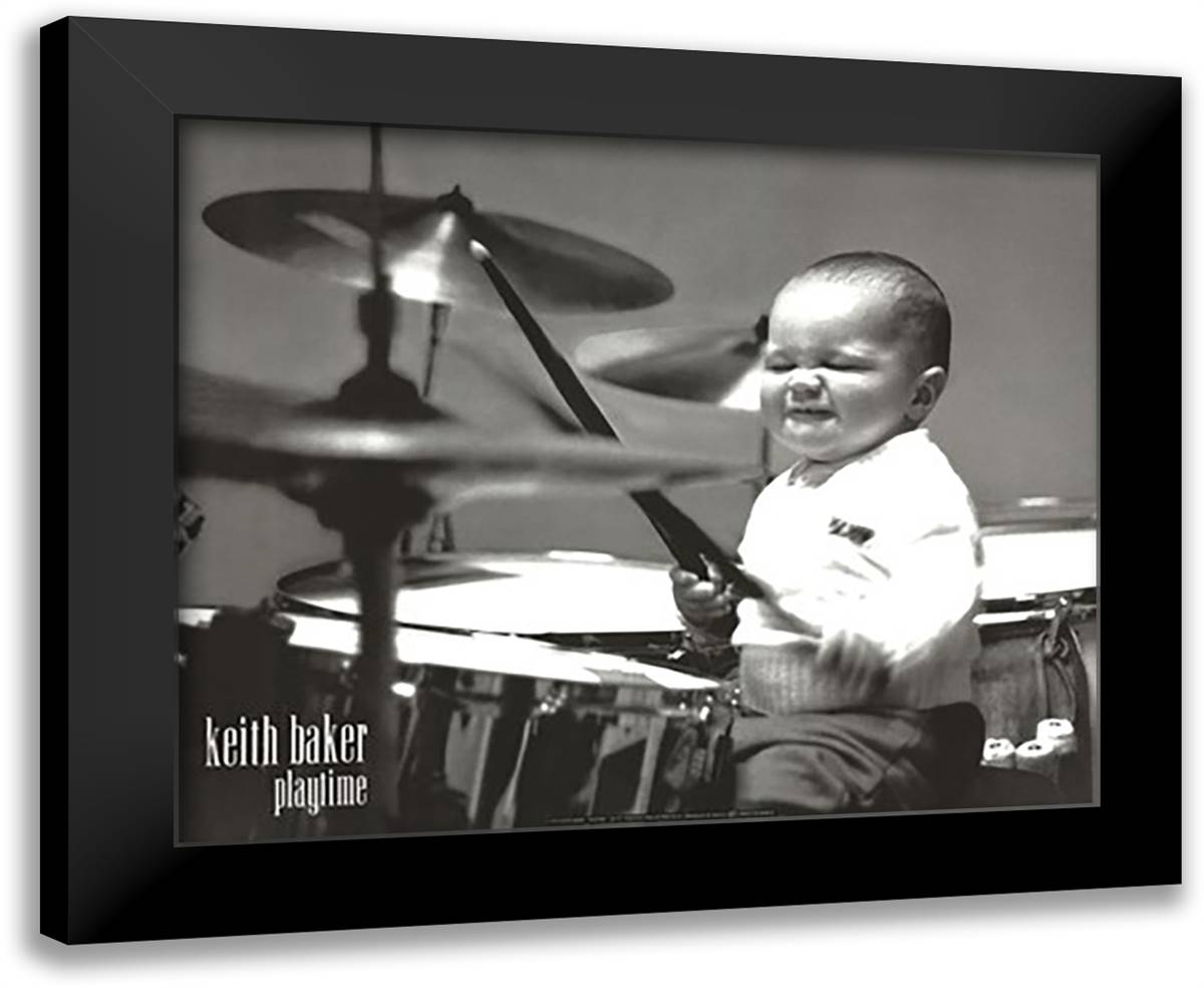 Playtime 24x20 Black Modern Wood Framed Art Print Poster by Baker, Keith
