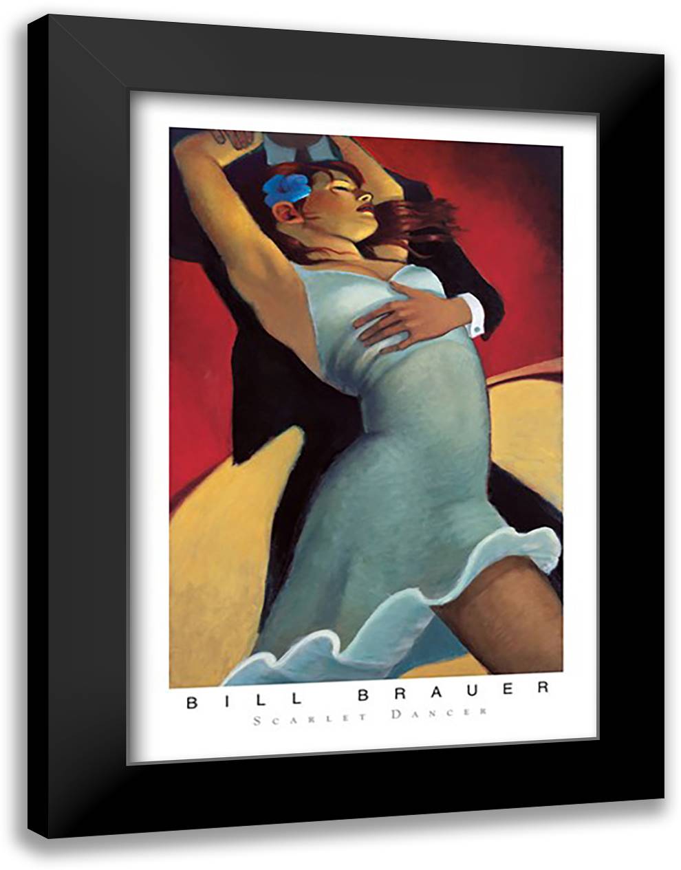 Scarlet Dancer 28x40 Black Modern Wood Framed Art Print Poster by Brauer, Bill